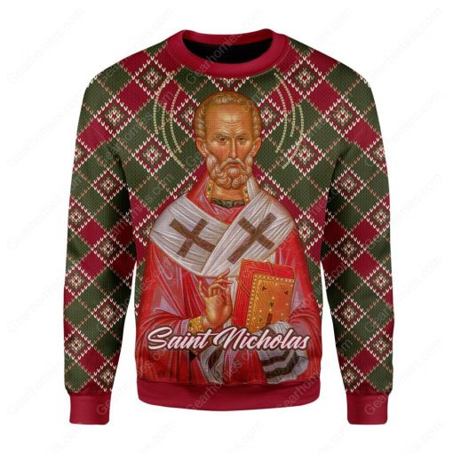 saint nicholas all over printed ugly christmas sweater 3