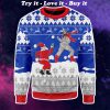 santa and Jesus play snowball all over printed ugly christmas sweater