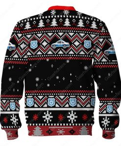 santa claus and riot police all over printed ugly christmas sweater 4
