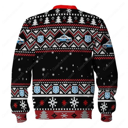 santa claus and riot police all over printed ugly christmas sweater 5