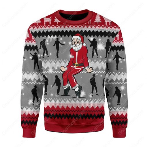 santa claus dancing michael jackson all over printed ugly christmas sweater 2