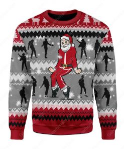 santa claus dancing michael jackson all over printed ugly christmas sweater 3