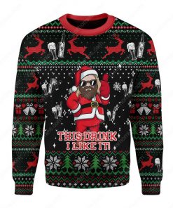 santa claus thor this drink i like it all over printed ugly christmas sweater 2