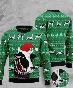 santa cow pattern full printing christmas ugly sweater 2