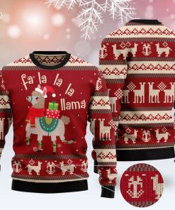 santa fa la la la llama pattern christmas ugly sweater 2