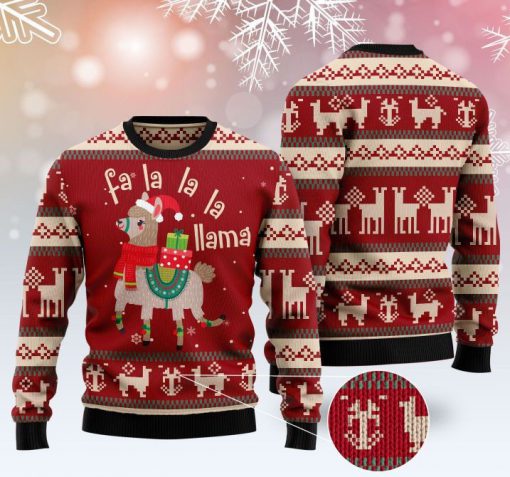santa fa la la la llama pattern christmas ugly sweater 2 - Copy (2)