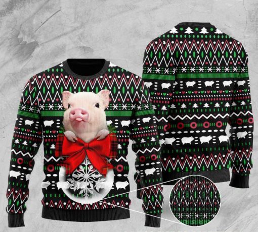 santa pig pattern full printing christmas ugly sweater 2