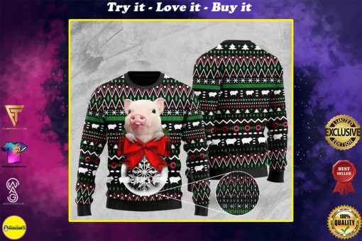 santa pig pattern full printing christmas ugly sweater