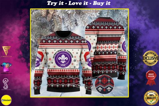scoutmas is coming full printing christmas ugly sweater