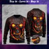 skull lava fire all over printed christmas ugly sweater