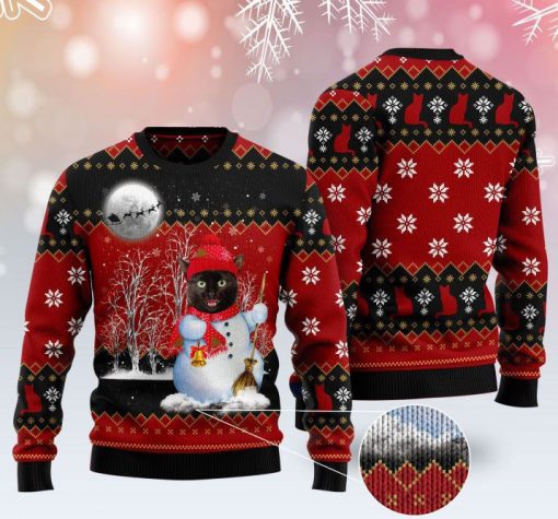 snowman cat pattern full printing christmas ugly sweater 2