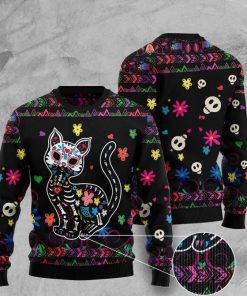 sugar skull cat pattern full printing christmas ugly sweater 2 - Copy (2)