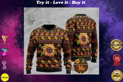 sunflower all over printed christmas ugly sweater
