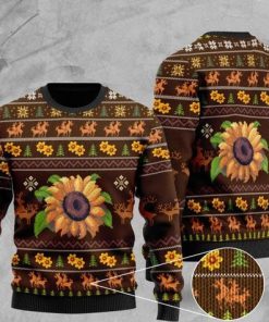 sunflower and deer pattern full printing christmas ugly sweater 2