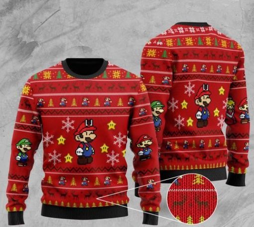 super mario all over printed christmas ugly sweater 2