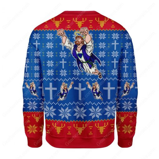 superman Jesus all over printed ugly christmas sweater 4