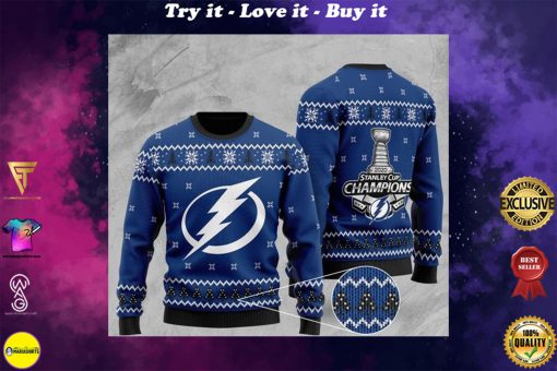 tampa bay lightning 2020 stanley cup champions christmas ugly sweater