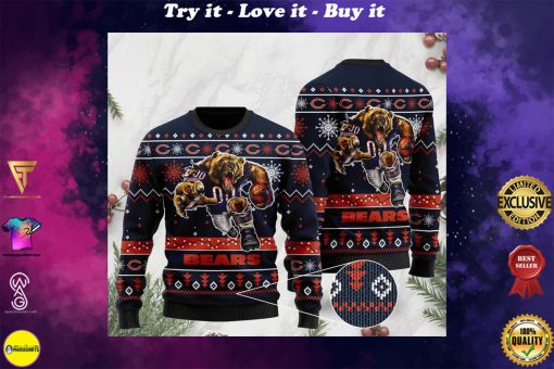 the chicago bears football team christmas ugly sweater