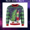 the grinch and christmas tree all over printed ugly christmas sweater