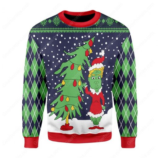 the grinch and christmas tree all over printed ugly christmas sweater 2