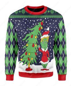 the grinch and christmas tree all over printed ugly christmas sweater 3