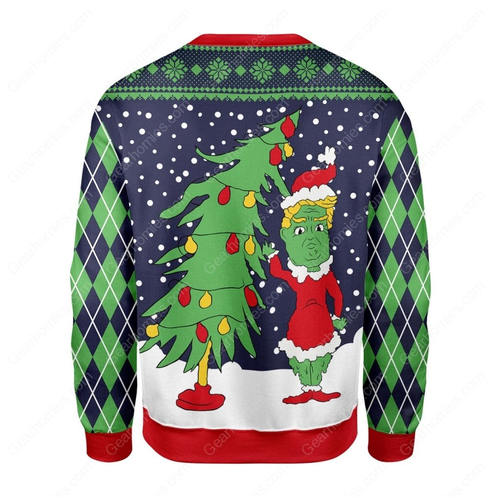 the grinch and christmas tree all over printed ugly christmas sweater 4