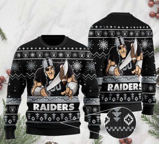 the las vegas raiders football team christmas ugly sweater 2