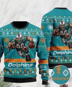 the miami dolphins football team christmas ugly sweater 2