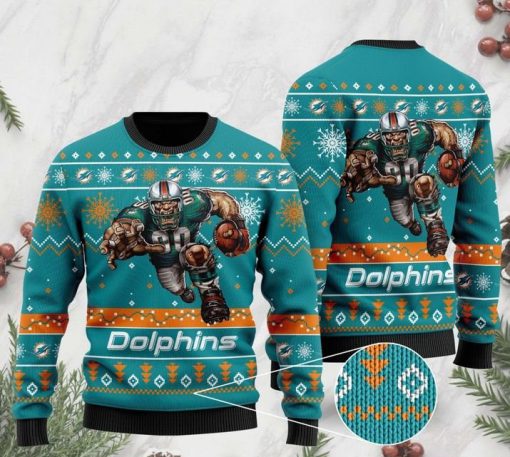 the miami dolphins football team christmas ugly sweater 2