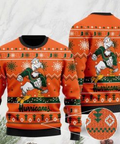 the miami hurricanes football christmas ugly sweater 2