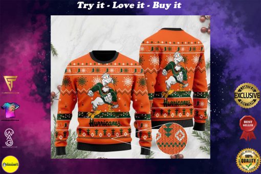 the miami hurricanes football christmas ugly sweater