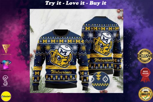 the michigan wolverines football christmas ugly sweater