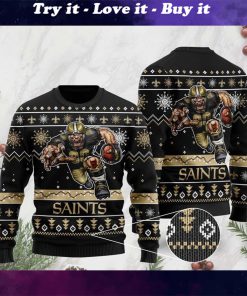 the new orleans saints football team christmas ugly sweater