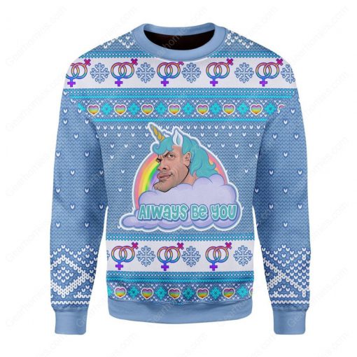 the rock dwayne johnson always be you all over printed ugly christmas sweater 2