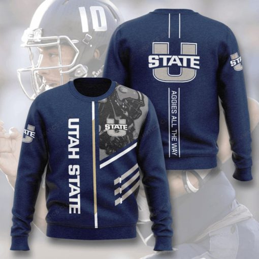 utah state aggies football aggies all the way full printing ugly sweater 3
