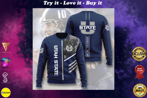 utah state aggies football aggies all the way full printing ugly sweater