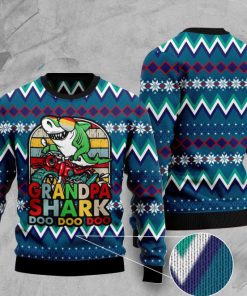 vintage grandpa shark doo doo doo pattern christmas ugly sweater 2 - Copy (2)