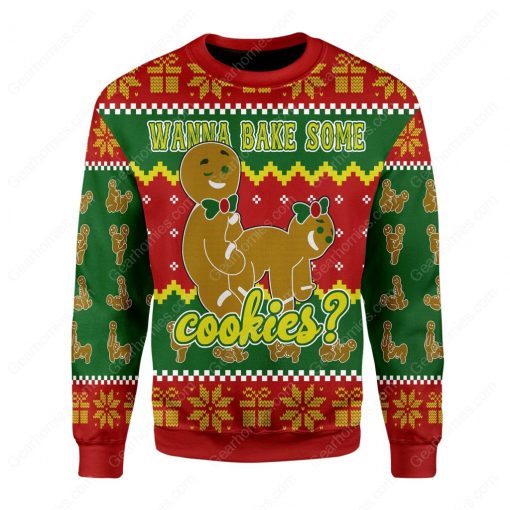 wanna bake some cookies all over printed ugly christmas sweater 3