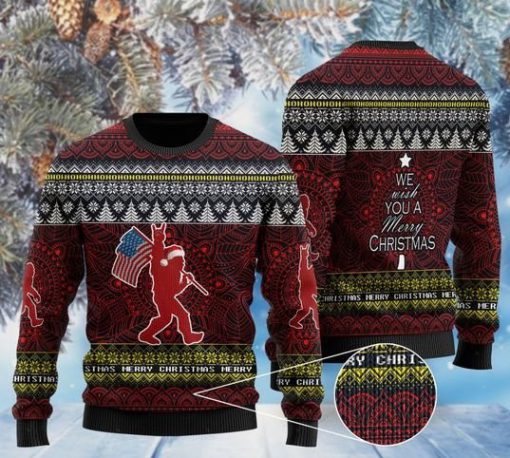 we wish you a merry christmas bigfoot christmas ugly sweater 2 - Copy