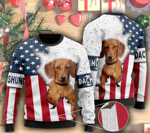 american flag and dachshund dog ugly christmas sweater 2 - Copy (2)