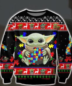 baby yoda with puzzles autism all over printed ugly christmas sweater 2 - Copy (2)