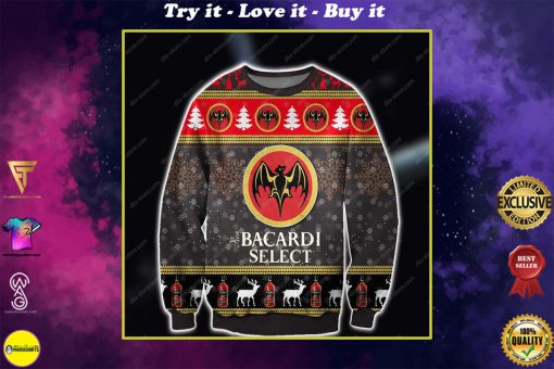bacardi select rum wine all over print ugly christmas sweater