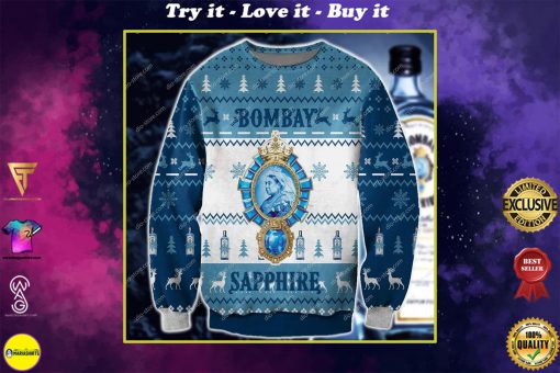 bombay sapphire all over print ugly christmas sweater