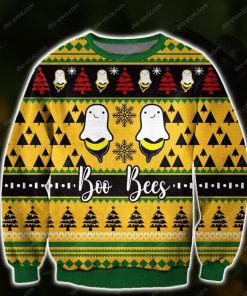 boo bees all over print ugly christmas sweater 2