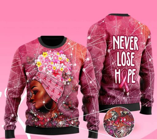 breast cancer awareness never lose hope ugly christmas sweater 2
