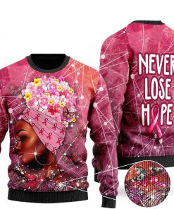 breast cancer awareness never lose hope ugly christmas sweater 3