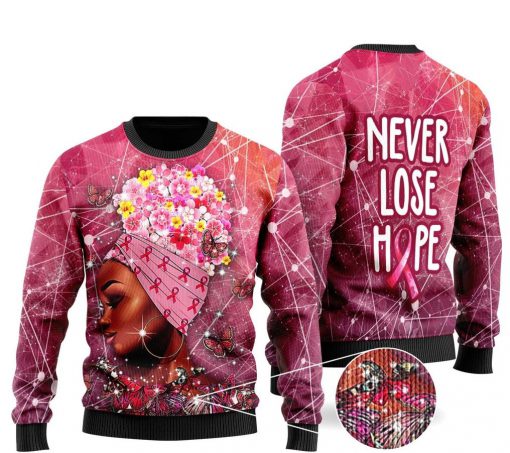 breast cancer awareness never lose hope ugly christmas sweater 3