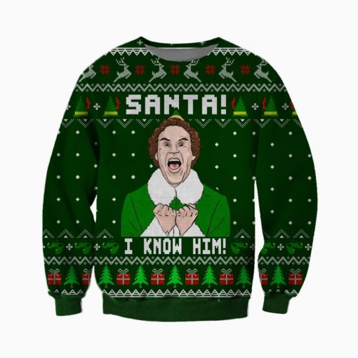 buddy the elf santa i know him all over printed ugly christmas sweater 2 - Copy (3)