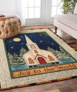christmas church joy to the world full printing rug 2