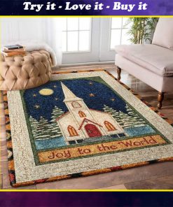 christmas church joy to the world full printing rug